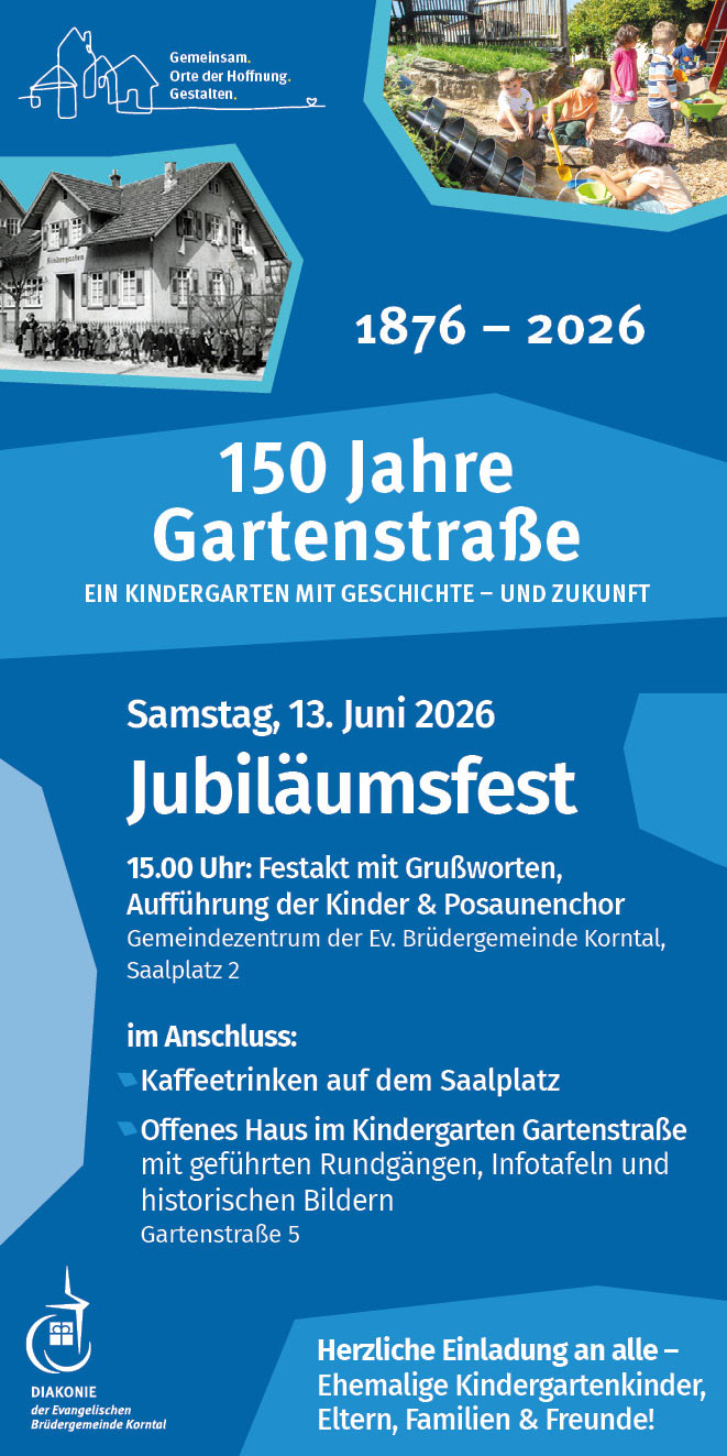 Plakat zum 150-jährigen Jubiläum des Kindergartens Gartenstraße.